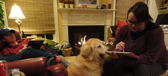 This picture, with a blurry puppy and concentrating ladies, does not do this special moment justice. 