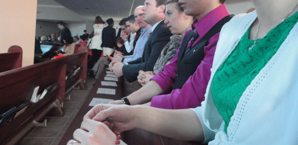 As a group we pray a rosary, different people taking different decades. 