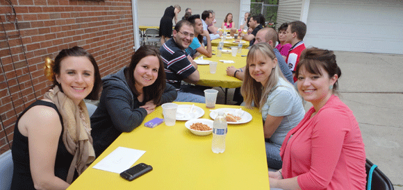 Skip to Thursday. We have a million people over (or maybe closer to, like, 50). Here is Christine (she graduated!) with members of her X-ray class.