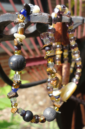 This one is a collection of wood, glass, and "shell" beads. 