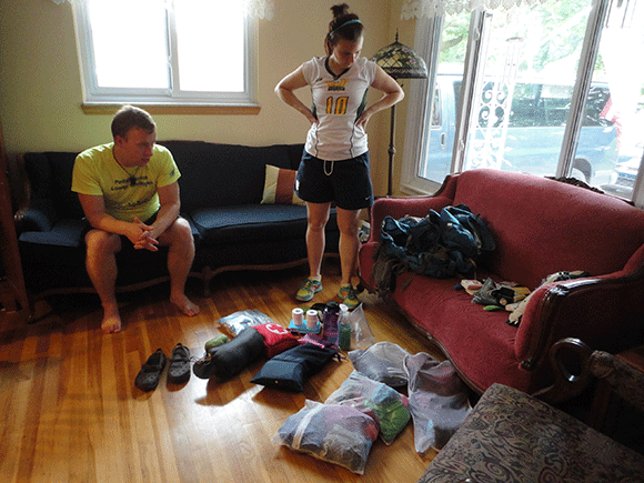 Paul and Christine survey the damage. 