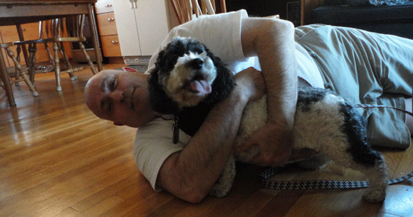 THE ONLY PICTURE I HAVE OF MY DAD SMILING. It's because he loves dogs. 