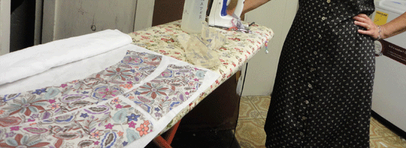 1:30 PM. Cutting out and sewing the yoke facing. My mom helped me find the facing and gave me the "Put this away when you're through" talk. So, I did. 