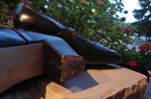 These are actually Christine's Flamenco shoes. Note the super cool nails in the bottoms for extra pizazz/ loudness.