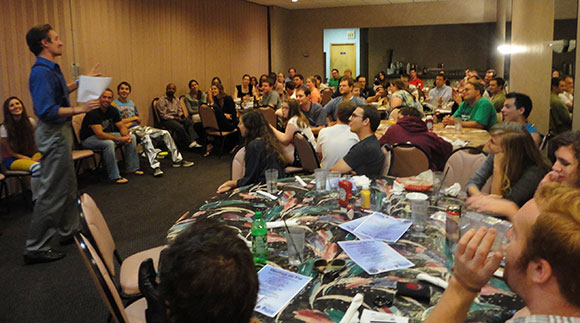 Here's Maffeau working the crowd. 