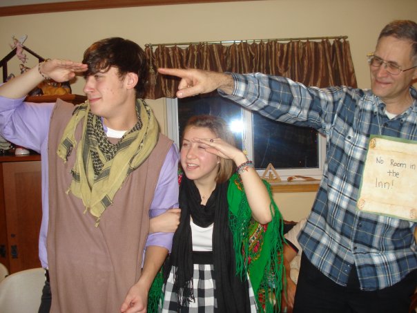 St. Mary and St. Joseph kicked out of the inn! Looking for a good place to have beebee Jesus!