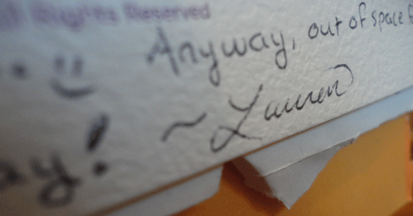 Lauren. Practically perfect. I mean, look at that HANDWRITING. 
