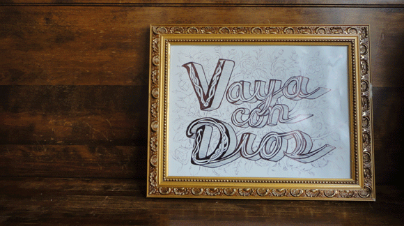 New gift from Mark, isn't it great? The words translate, "Go with God."