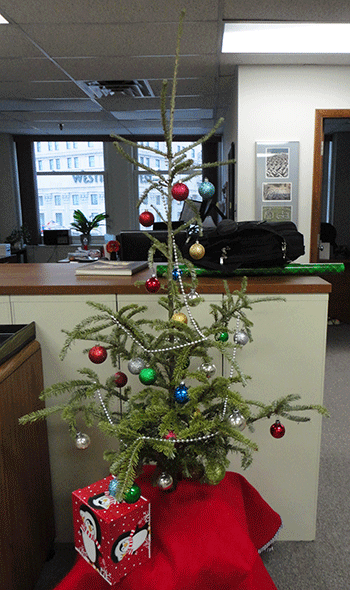The Charlie Brown tree in my office. :)