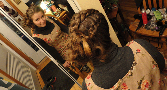 I fixed some hair. Here's an experiment by moi to my cousin, Hanna. 