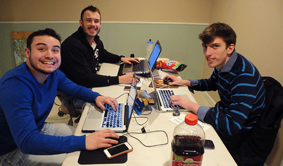 The boys were gaming in the basement. From L to R: Ryan, Josh, DJ. 