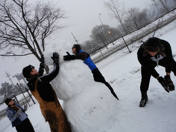 Our friend, Adam, came and helped. Which was handy. He's tall and could therefore help with head-placement. 
