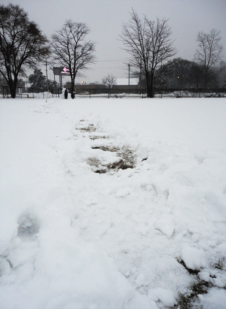 I found this path first! The path of a snow-person!
