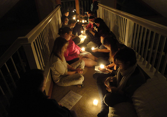 Lastly, here we are praying the Stations of the Cross Saturday night. Beautiful experience. :)