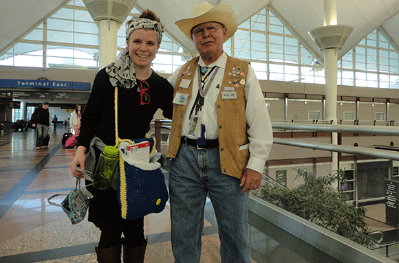 The cute old man who was giving tips at the airport. :D