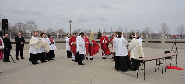 The Archbishop and crew on Sunday. 