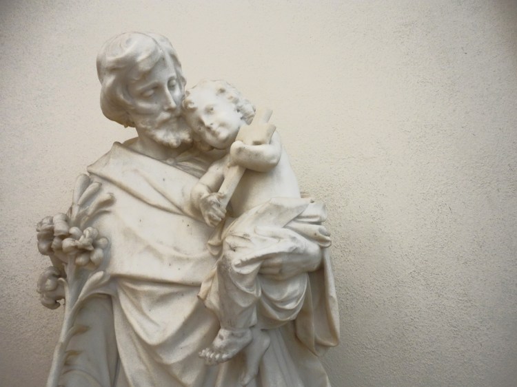 Sweet beebee Jesus snuggles the neck of St. Joseph. Awww. This also from Colorado. 