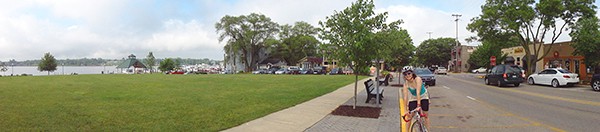 Last week I rode across the state with three of my siblings as a part of a tour. I'll share some memories all week, if you don't mind. :) Here we have Christine against Lake Michigan in one of those perfect Michigan lake-towns. 