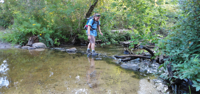 Oh, and here's a place where there was NO BRIDGE. "Walk through the water, hikers!"