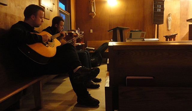 Those genetics are strong. Teh bros, a chapel, some guitars, a bit of music. 