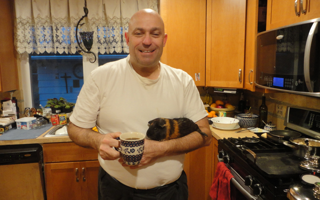 Kiwi never quite knows what to do with her back legs. 