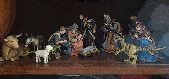 (ALSO, did you know that I love dinosaurs?? My brothers added two of my favorites to worship the newborn King. Note it.)