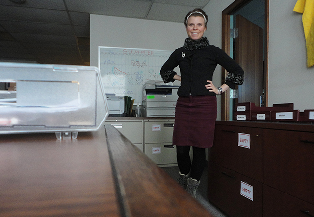 New fur collar sweater/ boots/ maroon skirt/ slowly-growing-to-a-new-cut pixie.