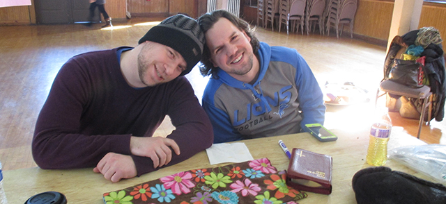 Paul (left) on the retreat last weekend. Winter hats forever.