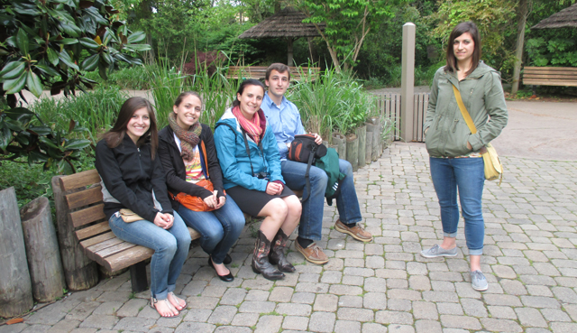 A small fraction of our crew. At the zoo. WEARING BLUE. Dr. Seuss!! 