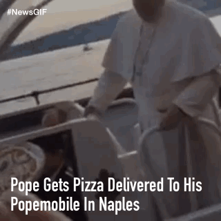 Here's some Pope with some pizza--but for no real reason.