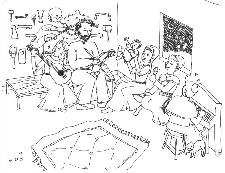 A little night music in the carpentry shop. 